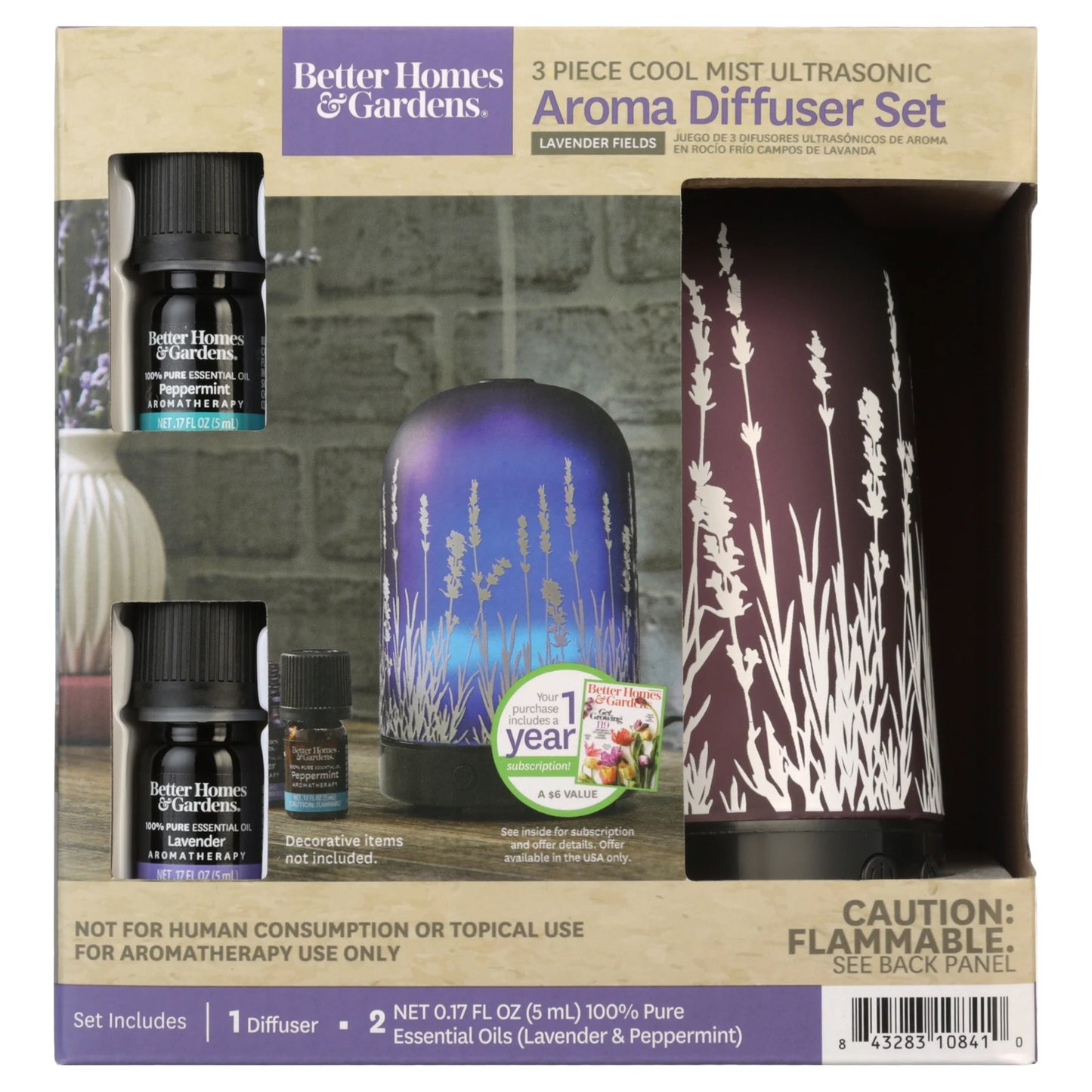 Lavender Fields 3-Piece Diffuser Set - 100 ml Blissful Aromatherapy