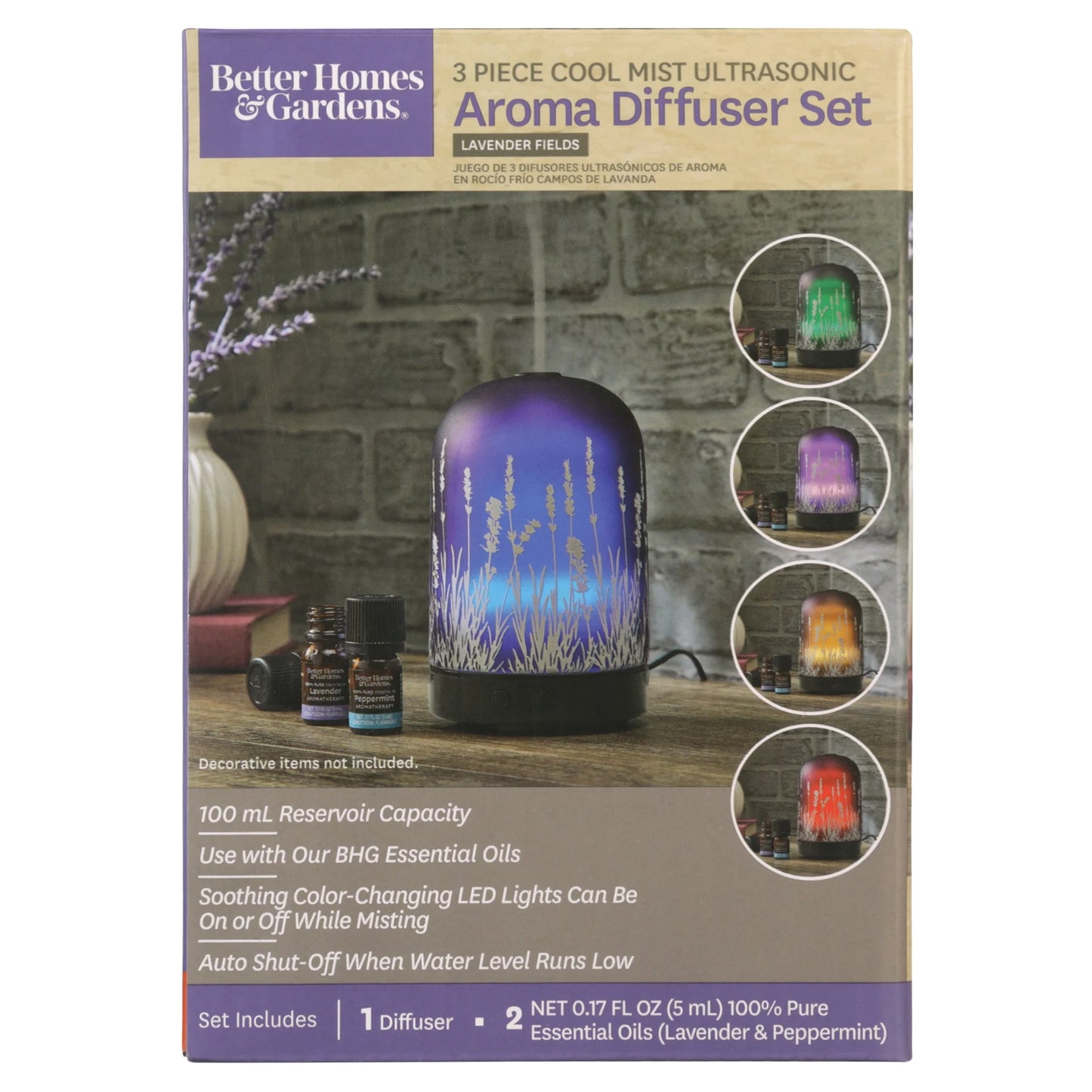 Lavender Fields 3-Piece Diffuser Set - 100 ml Blissful Aromatherapy
