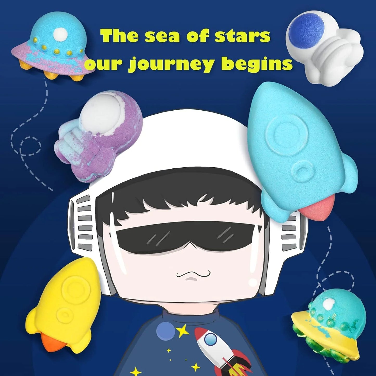 Space-Themed Bath Bombs for Kids - 6 Pack of Safe & Gentle Bubble Toys, Perfect Birthday or Christmas Gift for Boys and Girls Ages 3+