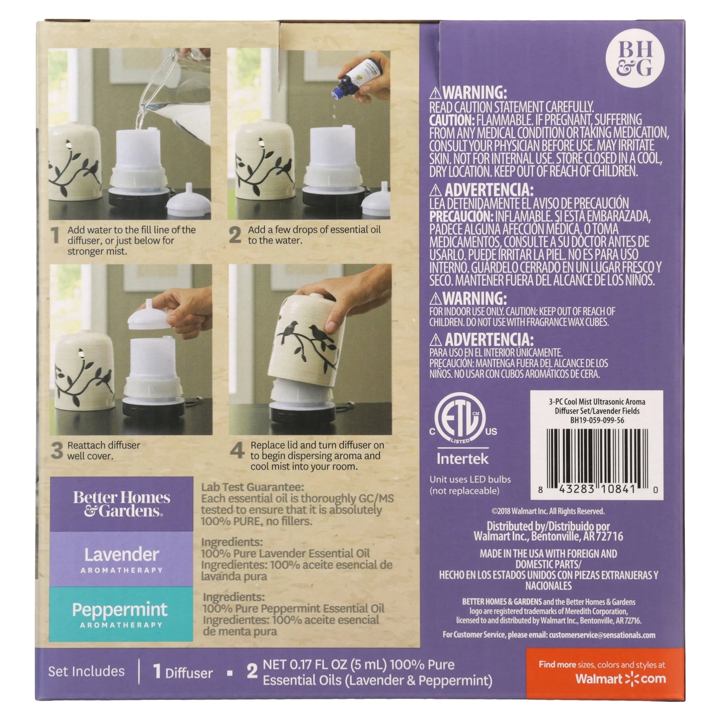 Lavender Fields 3-Piece Diffuser Set - 100 ml Blissful Aromatherapy